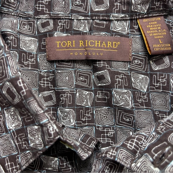 Mens TORI RICHARD Aloha Brown Geo. Hawaii Button-Up Shirt Cotton
Lawn Sz L - Picture 7 of 8